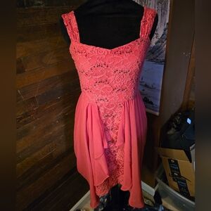 Tween Diva Coral Lace Dress w/ Sequin Detail, Size 16 (Girl)